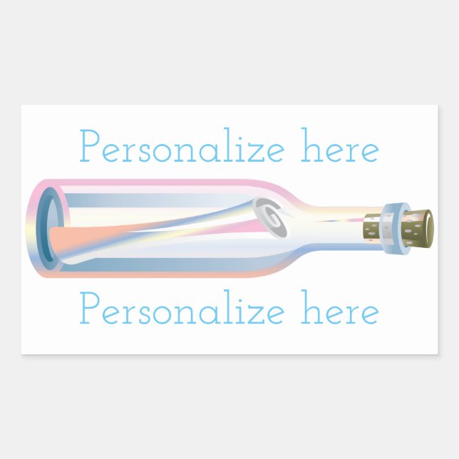 Message in a bottle summer beach rectangular sticker (Front)