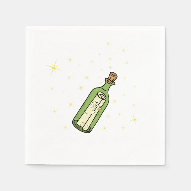 Message in a bottle theme napkins (Front)