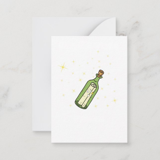 Message in a bottle theme note card (Front)