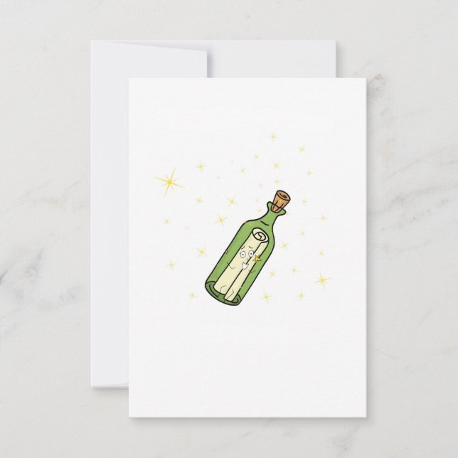 Message in a bottle theme thank you card (Front)