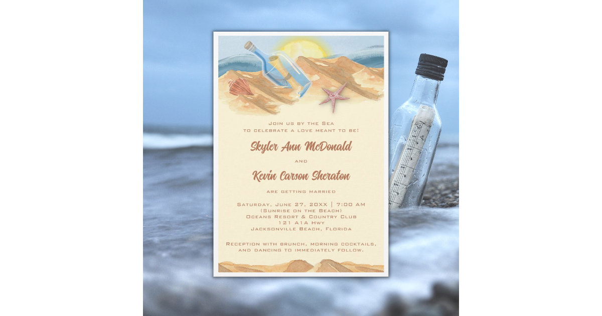 Message in a Bottle Wedding Invitation Zazzle