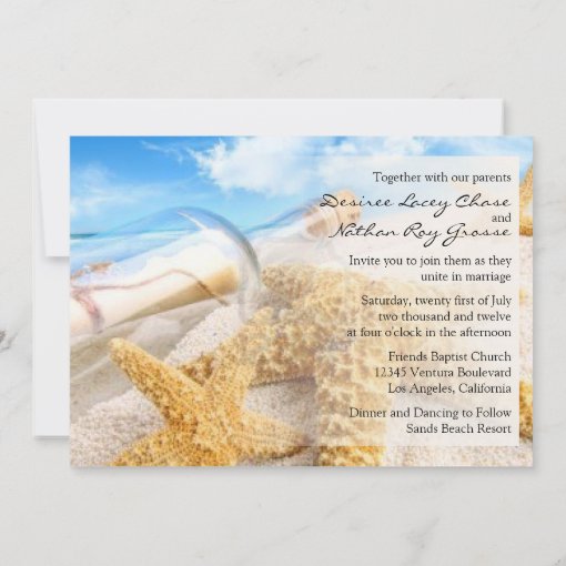 Message in a Bottle Wedding Invitations Zazzle