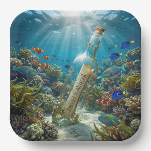 Message in a Bottle with Custom Names Paper Plates