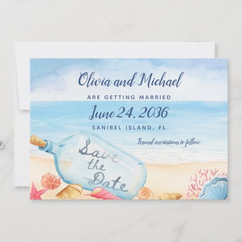 Message In Bottle Beach Wedding Save The Date