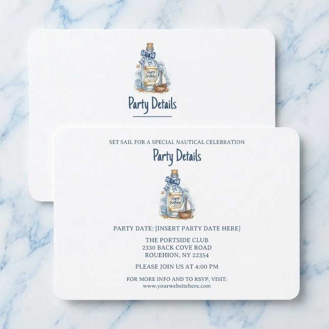 Message In Bottle Sailboat Birthday QR Code RSVP Card (Your nautical celebration starts here.)