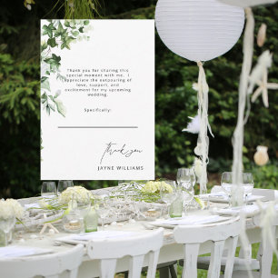 Message Ivy White Bridal Shower Thank You  Card