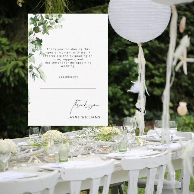 Message Ivy White Bridal Shower Thank You  Card (Creator Uploaded)