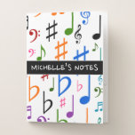 [ Thumbnail: Message + Many Colorful Music Notes and Symbols Pocket Folder ]