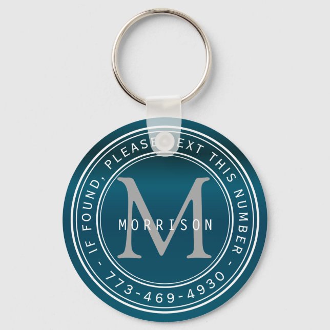 Message - Monogram in Teal Keychain (Front)