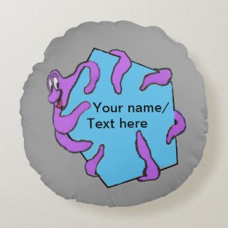 Message Octopus Cartoon Cust. Round Pillow