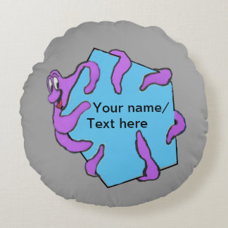 Message Octopus Cartoon Cust. Round Pillow