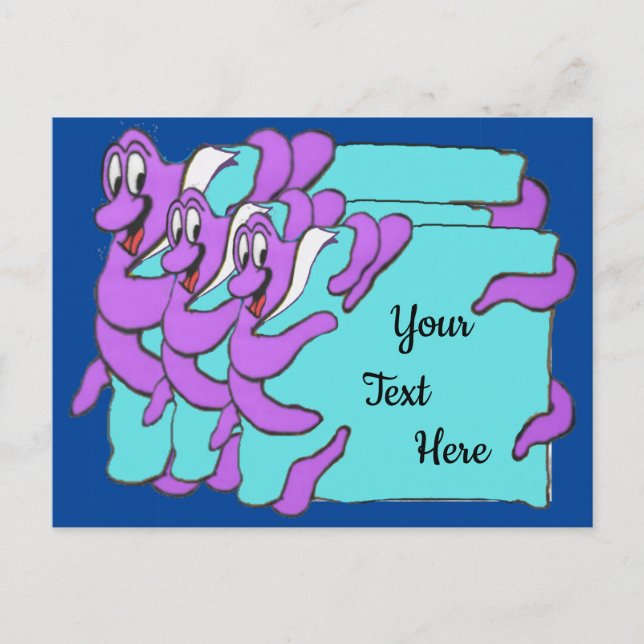 Message Octopus Cartoon DIY Postcard (Front)
