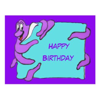 Message Octopus Happy Birthday Postcard