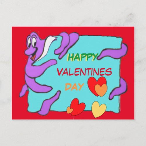 Message Octopus Happy Valentines Day Postcard