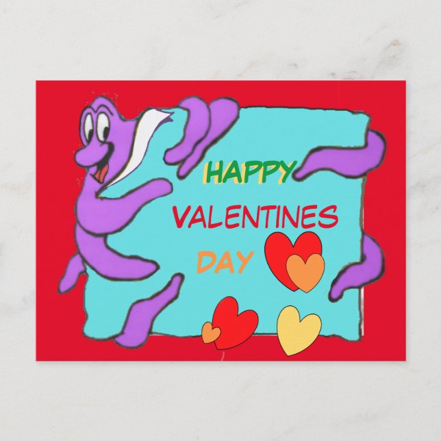 Message Octopus Happy Valentines Day Postcard (Front)