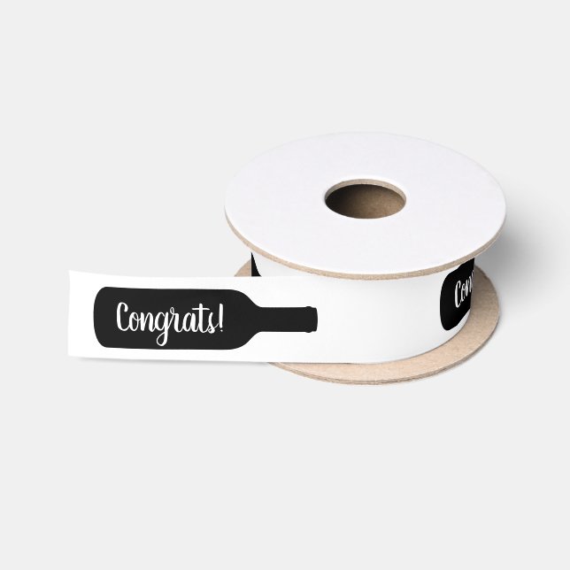 Message on a wine bottle custom gift ribbon (Spool)