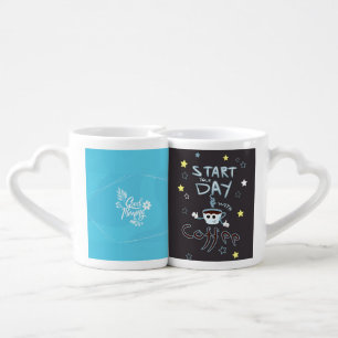 message—one in calming blue and the other in refre coffee mug set