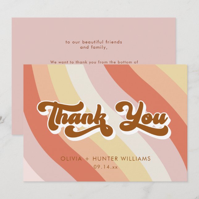 Message Retro Terracotta Thank You Card (Front/Back)