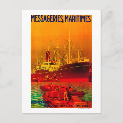 Messageries Maritimes Vintage PosterEurope Postcard