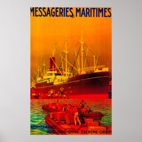 Messageries Maritimes Vintage PosterEurope Poster