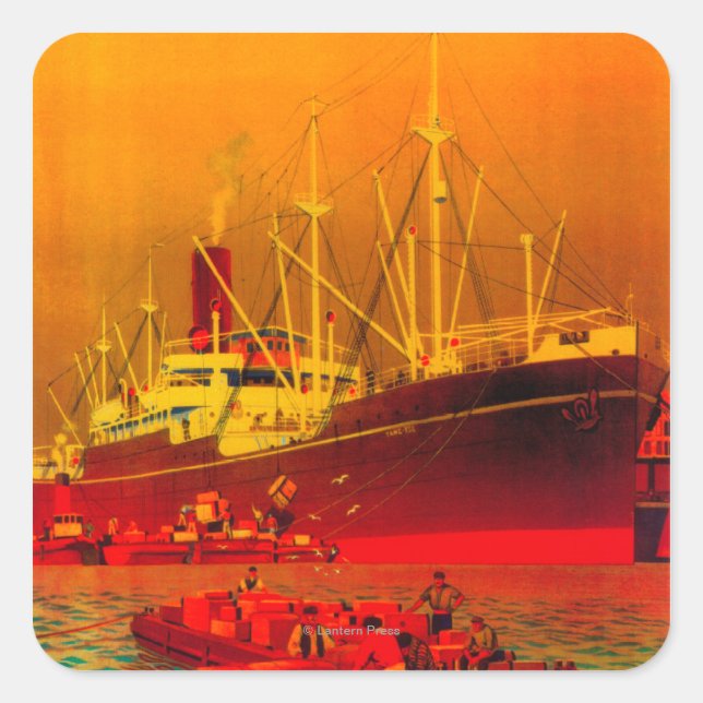 Messageries Maritimes Vintage PosterEurope Square Sticker (Front)