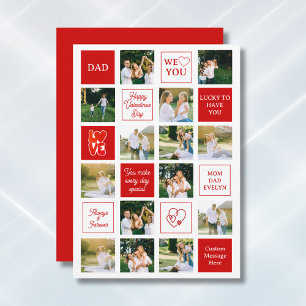 Messages for Dad 14 Photo Collage Valentines Day Holiday Card