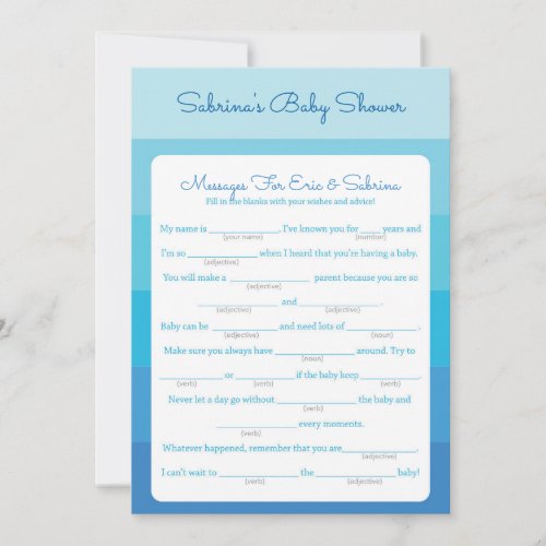 Messages for Parents To Be Blue Ombre Baby Shower Invitation