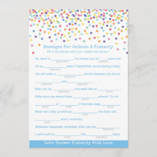 Messages for Parents To Be Confetti Baby Shower Invitation