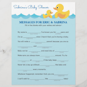 Messages for Parents To Be Rubber Duck Baby Shower