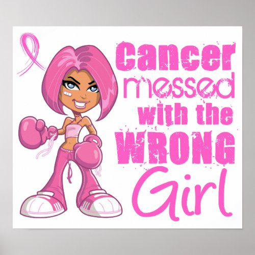 Messed With Wrong Girl Cartoon Breast Cancer zazzle_print