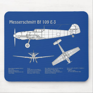 Messerschmitt Bf 109 - Airplane Blueprint ABD Mouse Pad