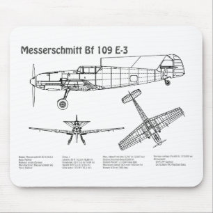 Messerschmitt Bf 109 - Airplane Blueprint BD Mouse Pad
