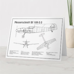 Messerschmitt Bf 109 - Airplane Blueprint BD Thank You Card