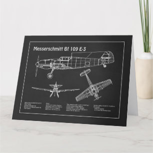 Messerschmitt Bf 109 - Airplane Blueprint PD Thank You Card