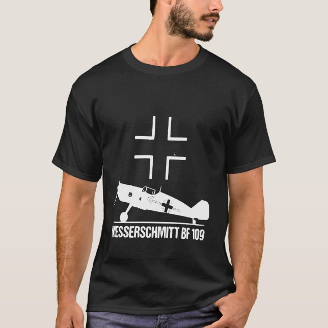Messerschmitt BF 109 ME Warbird German Luftwaffe W T-Shirt (Front)