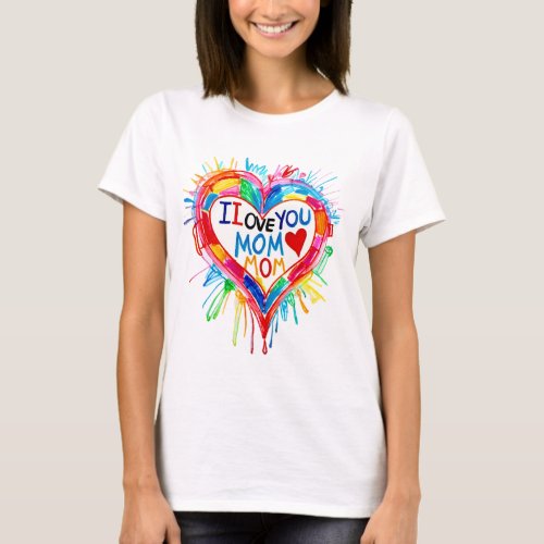  Messi Crayon Love I Love Mom T_Shirt