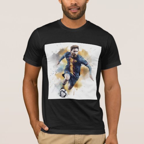 Messi printed round neck cotton T_shirt