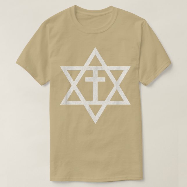 Messianic Cross Star of David  T-Shirt (Design Front)