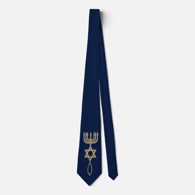 Messianic Jew Christian Jewish Yeshua Navy Neck Tie (Front)