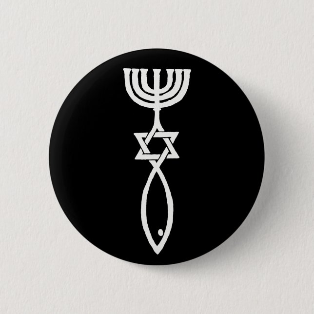 Messianic symbol pinback button (Front)