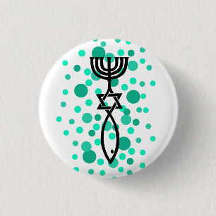 Messianic Symbol With Aqua Dots Button