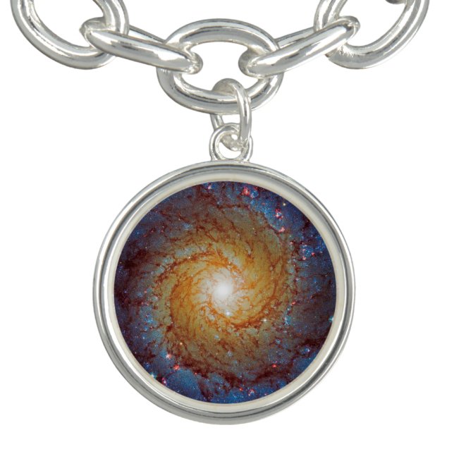 Messier 74 Spiral Galaxy Outer Space Photo Charm Bracelet (Design)