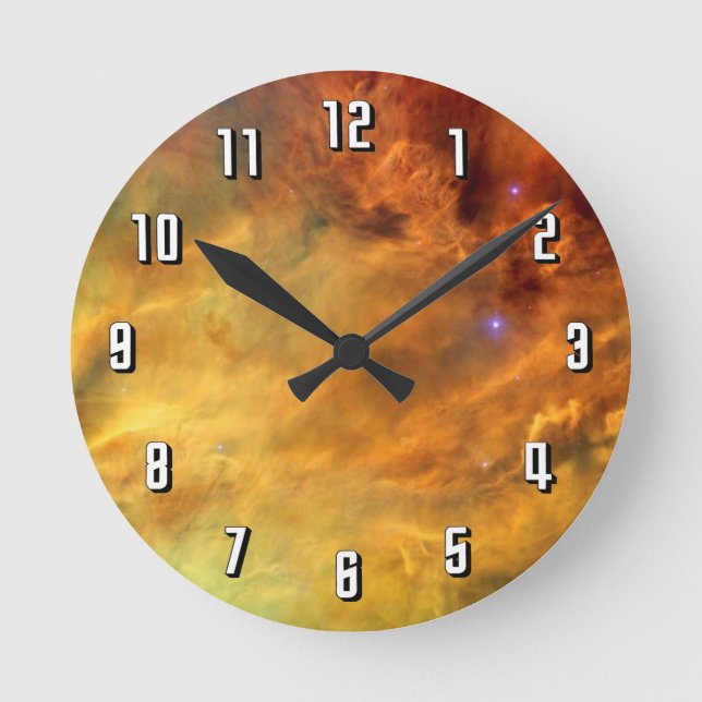Messier 8 Lagoon Nebula - NASA Hubble Space Photo Round Clock (Front)