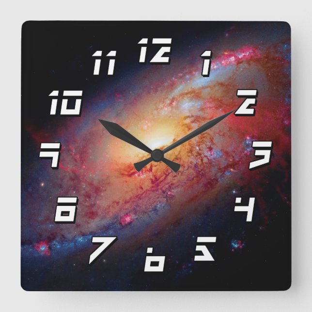 Messier M106 Spiral Galaxy Outer Space Photo Square Wall Clock (Front)