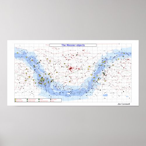 Messier Star Chart simple overall view Poster