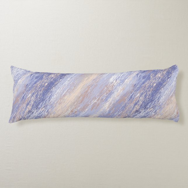 Messy Abstract Blue and Beige Paint Strokes Body Pillow (Front)