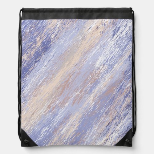 Messy Abstract Blue and Beige Paint Strokes Drawstring Bag