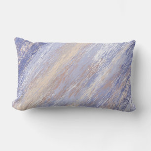 Messy Abstract Blue and Beige Paint Strokes Lumbar Pillow