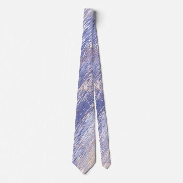 Messy Abstract Blue and Beige Paint Strokes Neck Tie (Front)