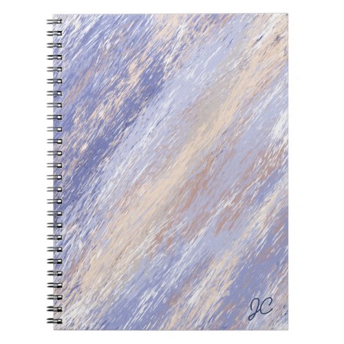 Messy Abstract Blue and Beige Paint Strokes Notebook